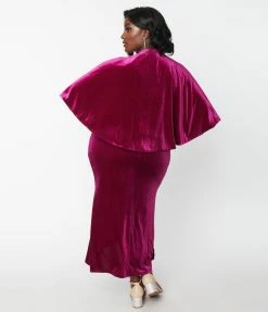 Rebel Love Clothing Plus Size Fuchsia Velvet Chateau Dress