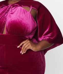 Rebel Love Clothing Plus Size Fuchsia Velvet Chateau Dress
