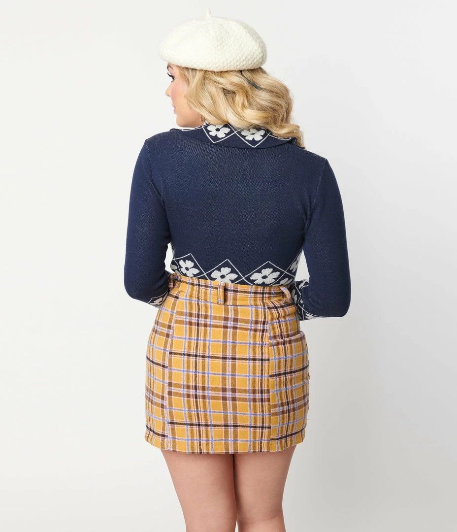Collectif (Bright & Beautiful) Trending Bright & Beautiful Navy & White Daisy Sweater