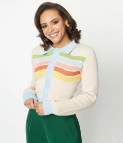 Collectif (Bright & Beautiful) Clothing Bright & Beautiful Rainbow Stripe Lucy Cardigan
