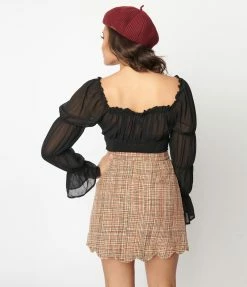 Collectif Black Chiffon Ruched Agnes Blouse New Arrivals!
