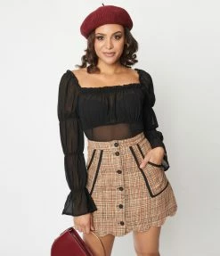 Collectif Black Chiffon Ruched Agnes Blouse New Arrivals!