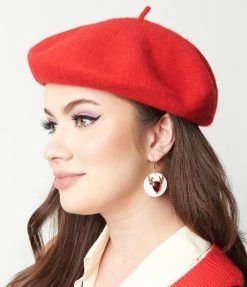 Anarchy Street Accessories Red Rhinestone Reindeer Drop Earrings