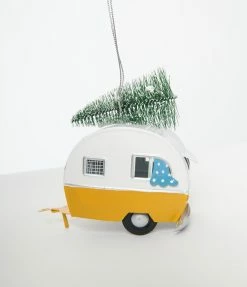 One Hundred 80 Degrees Accessories Yellow Camper Tin Ornament