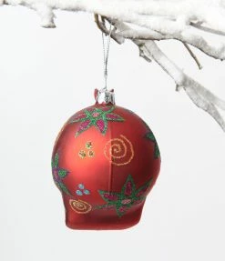 Kurt Adler Red Sugar Skull Glass Ornament