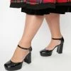 Verona Collection Shoes Black Patent Leatherette Mary Jane Platforms