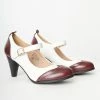 Verona Collection Shoes Burgundy & White Oxford Heels
