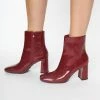 Verona Collection Wine Patent Leatherette Ankle Boots New Arrivals!