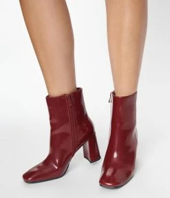 Verona Collection Wine Patent Leatherette Ankle Boots New Arrivals!