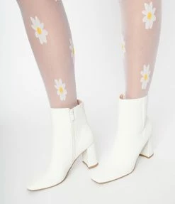 Verona Collection New Arrivals! White Patent Leatherette Block Heel Ankle Boots