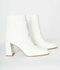 Verona Collection New Arrivals! White Patent Leatherette Block Heel Ankle Boots
