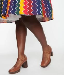 December Shoes Brown Mary Jane Block Heels