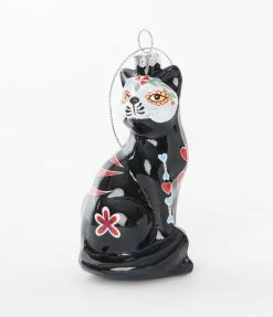 Cody Foster Day Of The Dead Cat Glass Ornament