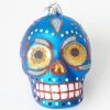 Kurt Adler Accessories Blue Sugar Skull Glass Ornament