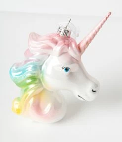 Kurt Adler Accessories Pastel Rainbow Unicorn Glass Ornament