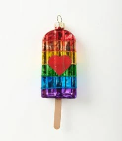 Kurt Adler Accessories Pride Rainbow Popsicle Glass Ornament