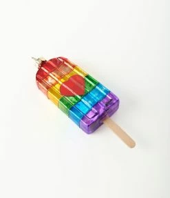 Kurt Adler Accessories Pride Rainbow Popsicle Glass Ornament