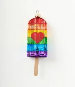 Kurt Adler Accessories Pride Rainbow Popsicle Glass Ornament