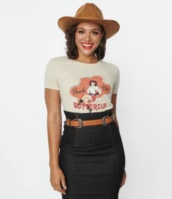Clothing Unique Vintage Buck Up Buttercup Western Graphic Tee