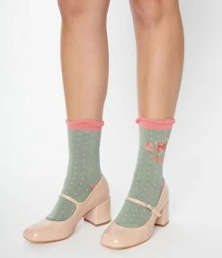 Powder Design Pink & Sage Fawn Crew Socks
