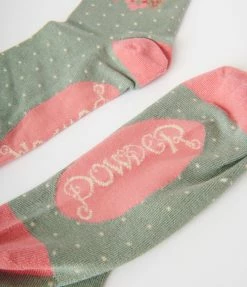 Powder Design Pink & Sage Fawn Crew Socks