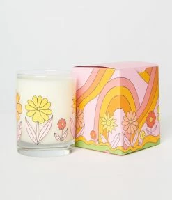 Talking Out Of Turn Accessories Multicolor Flowers Glass Candle