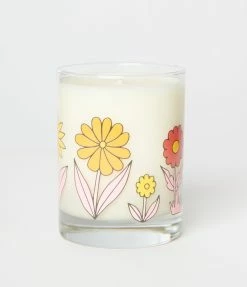 Talking Out Of Turn Accessories Multicolor Flowers Glass Candle