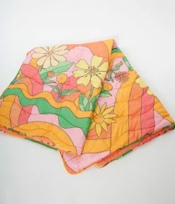 Talking Out Of Turn Light Pink & Yellow Floral Puffy Blanket