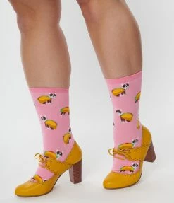 Hot Sox (Finelines) Accessories Pink Taco Terrier Crew Socks