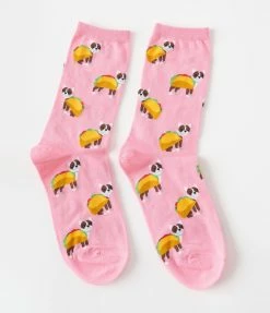 Hot Sox (Finelines) Accessories Pink Taco Terrier Crew Socks