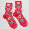 Hot Sox (Finelines) Accessories Pink Donut Crew Socks
