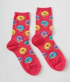 Hot Sox (Finelines) Accessories Pink Donut Crew Socks