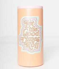 Finelines (Orange Circle) Let The Good Times Roll Insulated Stainless Steel Slim Can Cooler