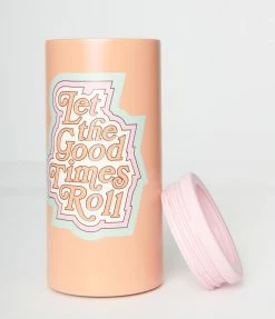 Finelines (Orange Circle) Let The Good Times Roll Insulated Stainless Steel Slim Can Cooler