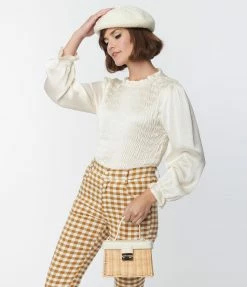 Hayden Champagne Smocked Blouse