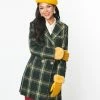 SHEEN Clothing Ltd Green & Yellow Plaid Davia Coat