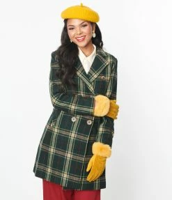 SHEEN Clothing Ltd Green & Yellow Plaid Davia Coat