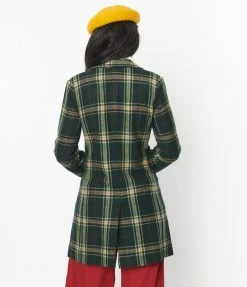 SHEEN Clothing Ltd Green & Yellow Plaid Davia Coat