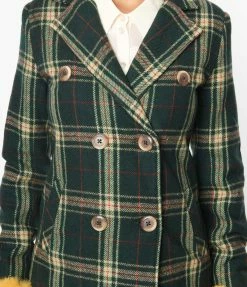 SHEEN Clothing Ltd Green & Yellow Plaid Davia Coat
