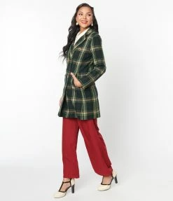 SHEEN Clothing Ltd Green & Yellow Plaid Davia Coat