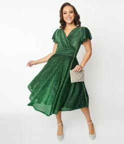 Clothing Magnolia Place Green Sparkle Midori Swing Dress