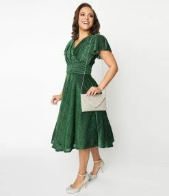 Clothing Magnolia Place Green Sparkle Midori Swing Dress