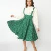 Magnolia Place Green Snowflake Print Abby Pinafore Skirt Bottoms
