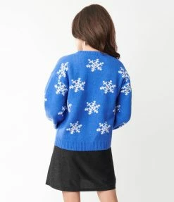 Heimish USA (Rachael) Blue & Snowflake Open Cardigan