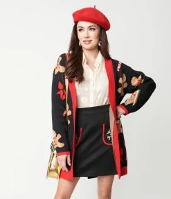 Heimish USA (Rachael) Clothing Black & Gingerbread Open Long Cardigan