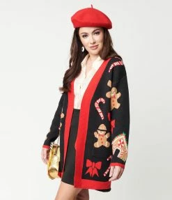 Heimish USA (Rachael) Clothing Black & Gingerbread Open Long Cardigan