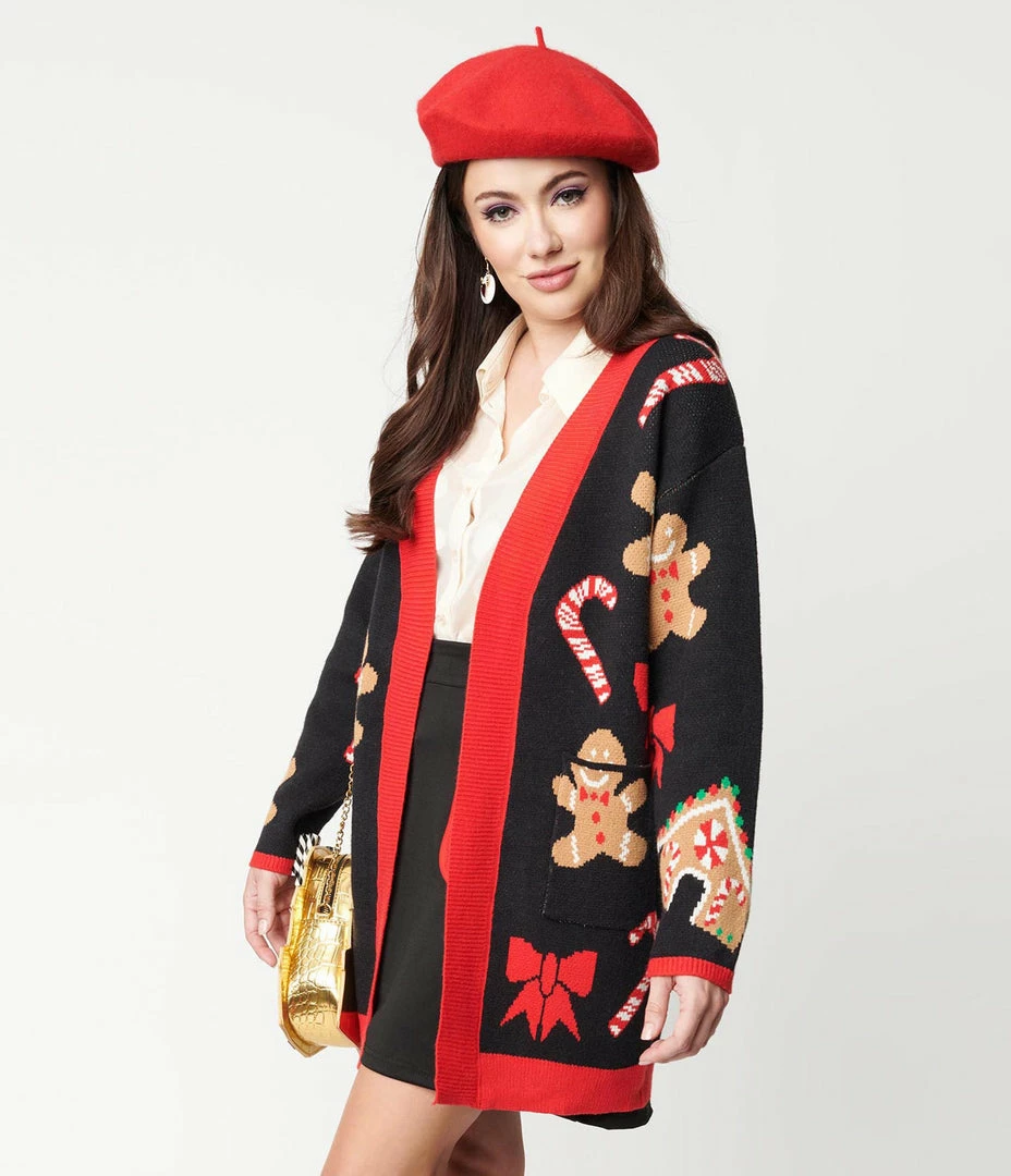 Heimish USA (Rachael) Clothing Black & Gingerbread Open Long Cardigan