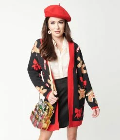 Heimish USA (Rachael) Clothing Black & Gingerbread Open Long Cardigan