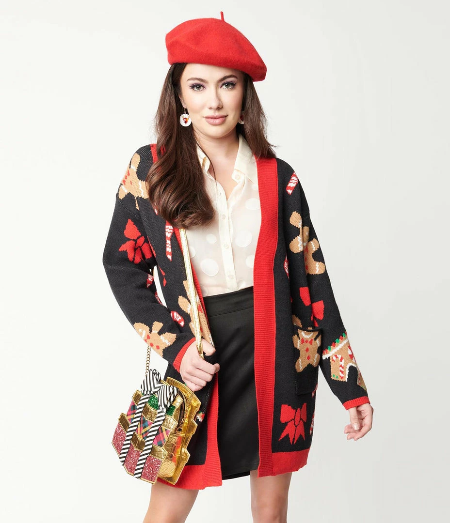 Heimish USA (Rachael) Clothing Black & Gingerbread Open Long Cardigan