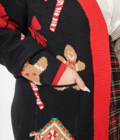 Heimish USA (Rachael) Clothing Plus Size Black & Gingerbread Open Long Cardigan